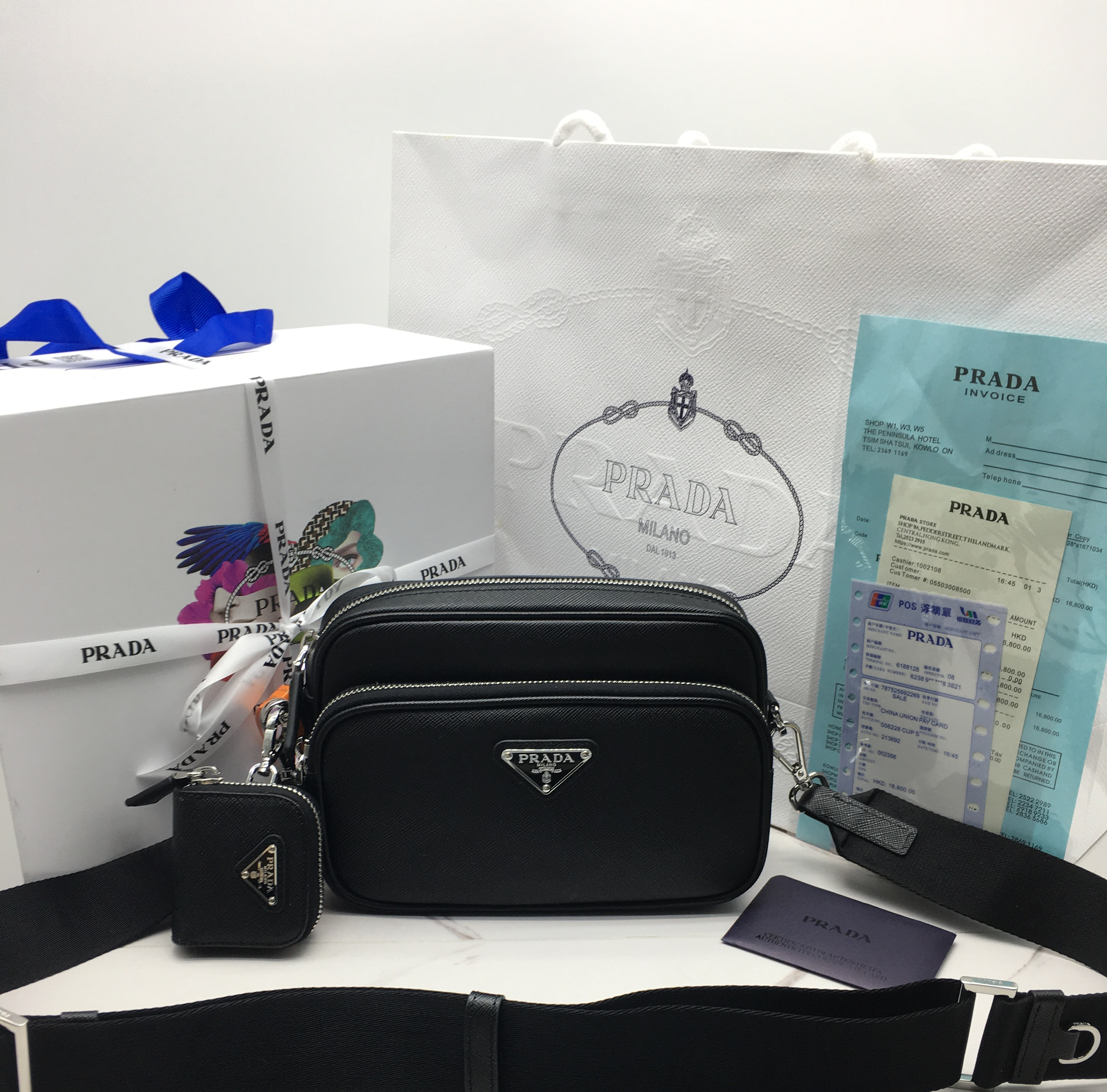 프라다 사피아노 가죽 숄더백