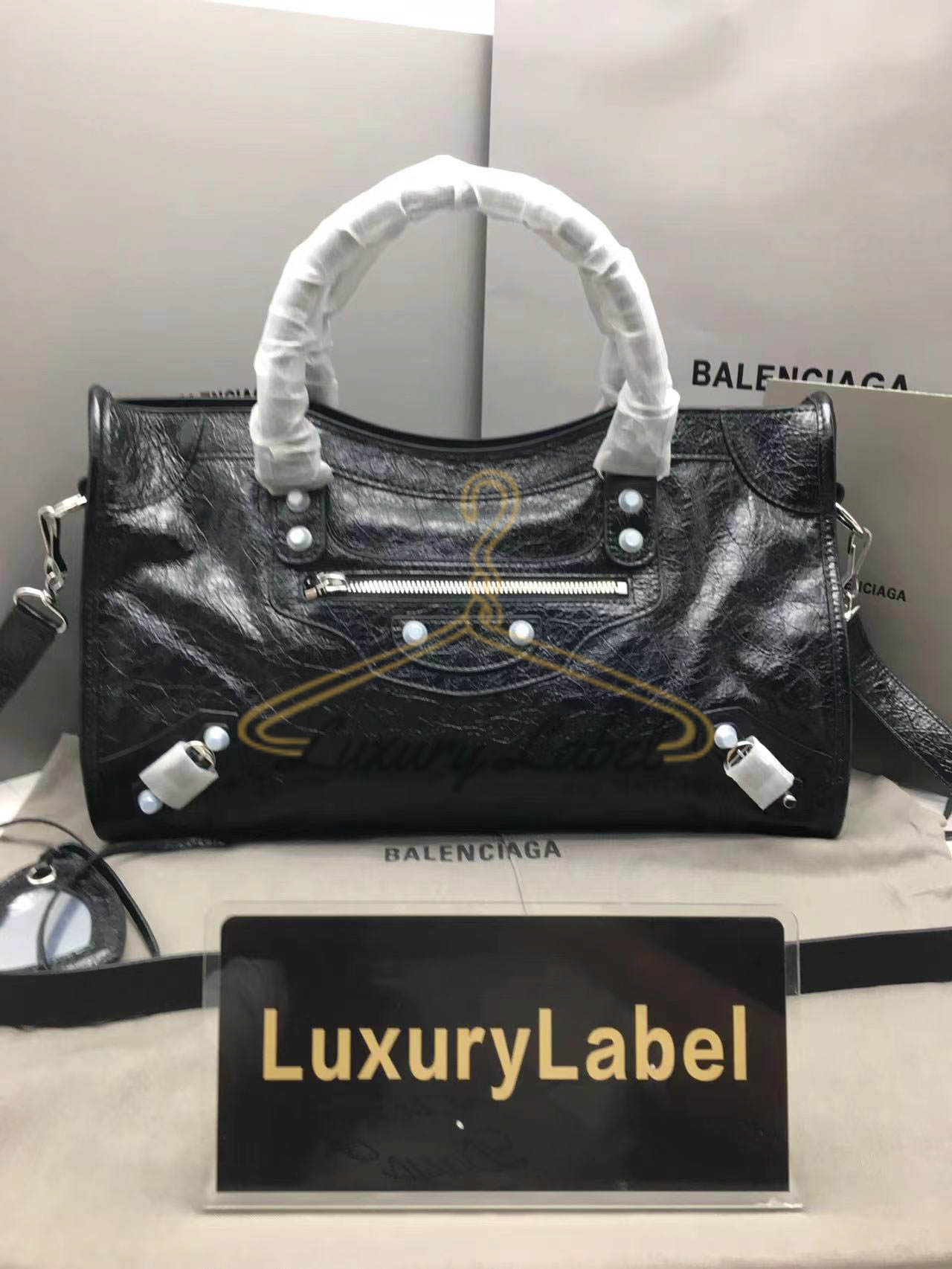 발렌시아가 르 시티 미디움 백 블랙 (은장)