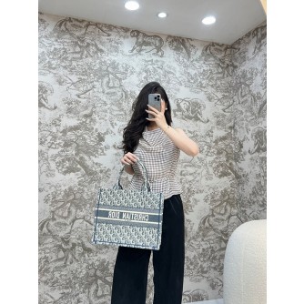 디올 북토트백 미디움 샴브레이
