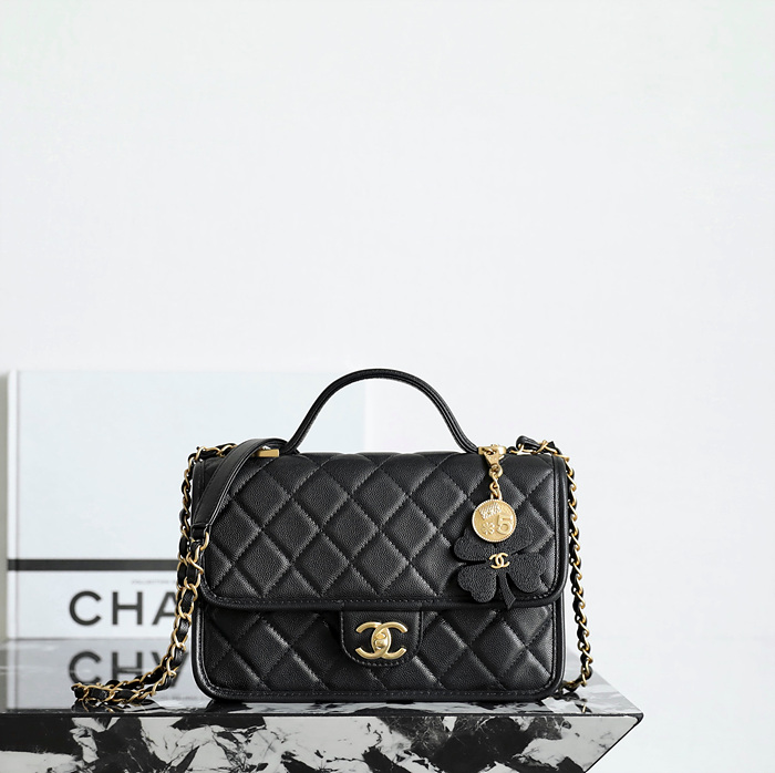 ​샤넬 25B 클로버 참 탑핸들 플랩백