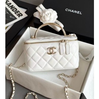 샤넬 23K 탑핸들 베니티 (로고 큐빅)