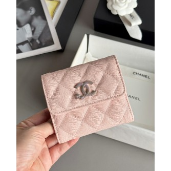 샤넬 25B CC 별 로고 캐비어 플랩 지갑 (컬러 핑크)