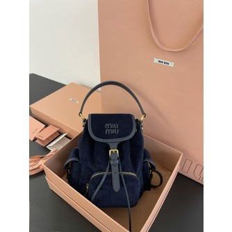 미우미우 코듀로이 백팩 미디움 / 라지 (컬러 네이비)