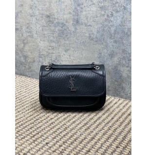 생로랑 그레인 램스킨 니키 미니백 체인 실버