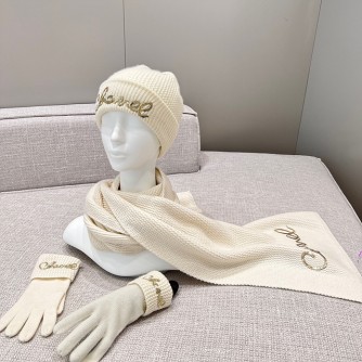 샤넬 캐시미어 스크립트 비니 / 장갑 / 머플러