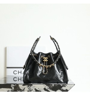 샤넬 25B 크루즈 뉴 호보백그레인드 카프스킨 스몰 (블랙 체인) (25백)