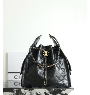 샤넬 25B 크루즈 뉴 호보백그레인드 카프스킨 미디움 (블랙 체인) (25백)